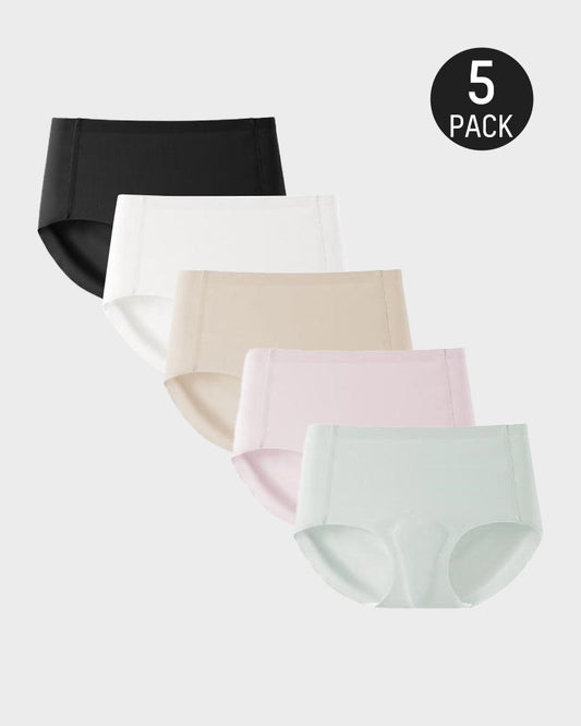 5-Pack Seamless Mid-Rise No-Show Breathable Sport Control Panties for Women