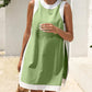 Chic Colorblock Cotton Loungewear Set with High Slit Top & Pockets