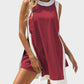 Chic Colorblock Cotton Loungewear Set with High Slit Top & Pockets