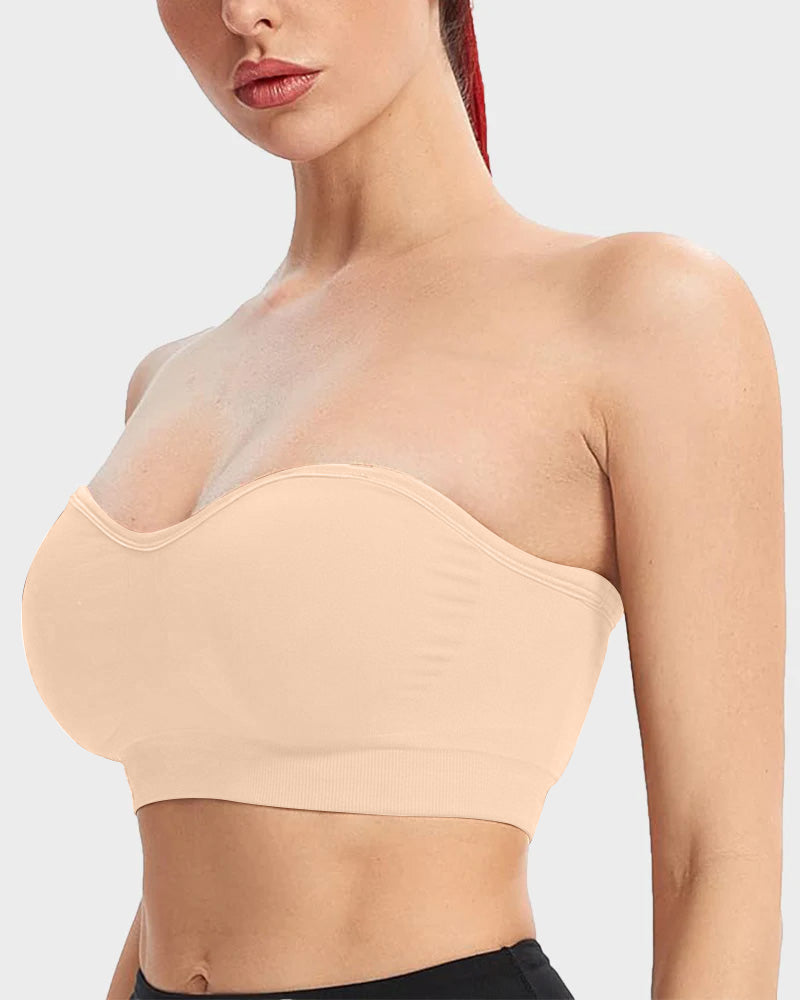 Ultimate Comfort Non-Slip Bandeau Bra: Seamless, Wireless, Strapless Support