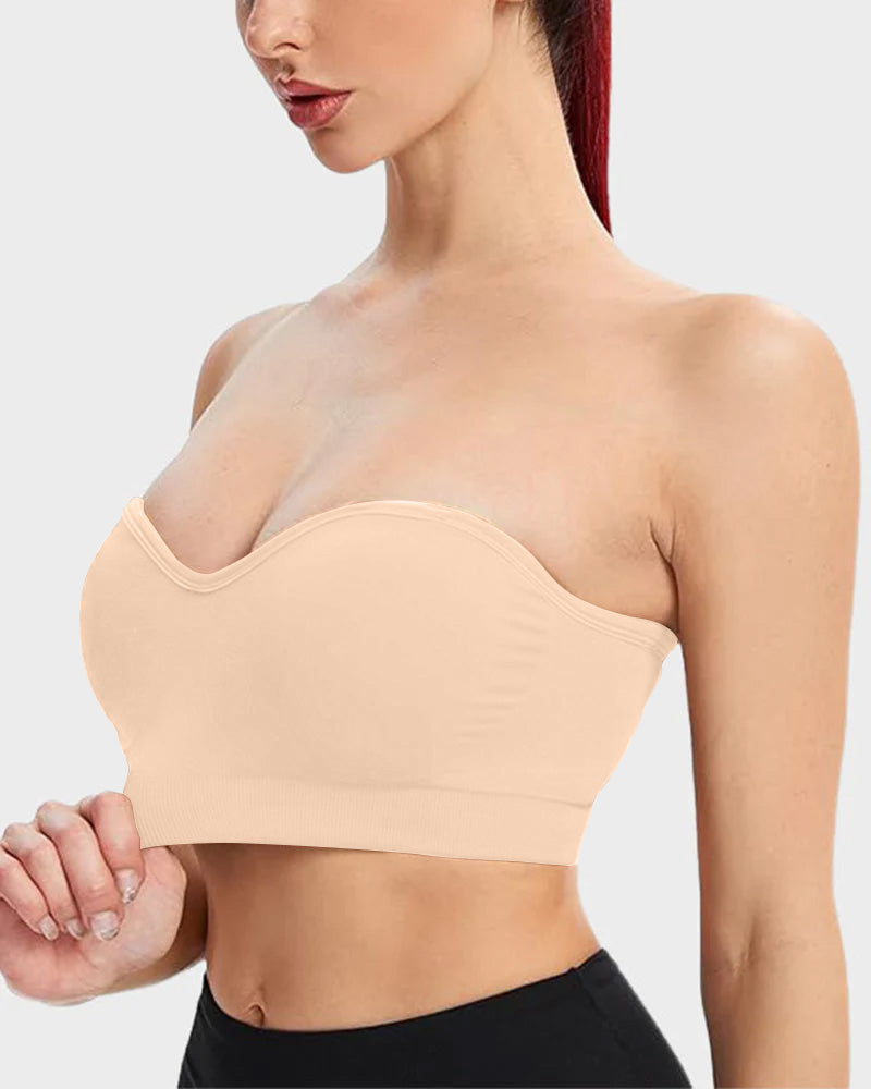 Ultimate Comfort Non-Slip Bandeau Bra: Seamless, Wireless, Strapless Support