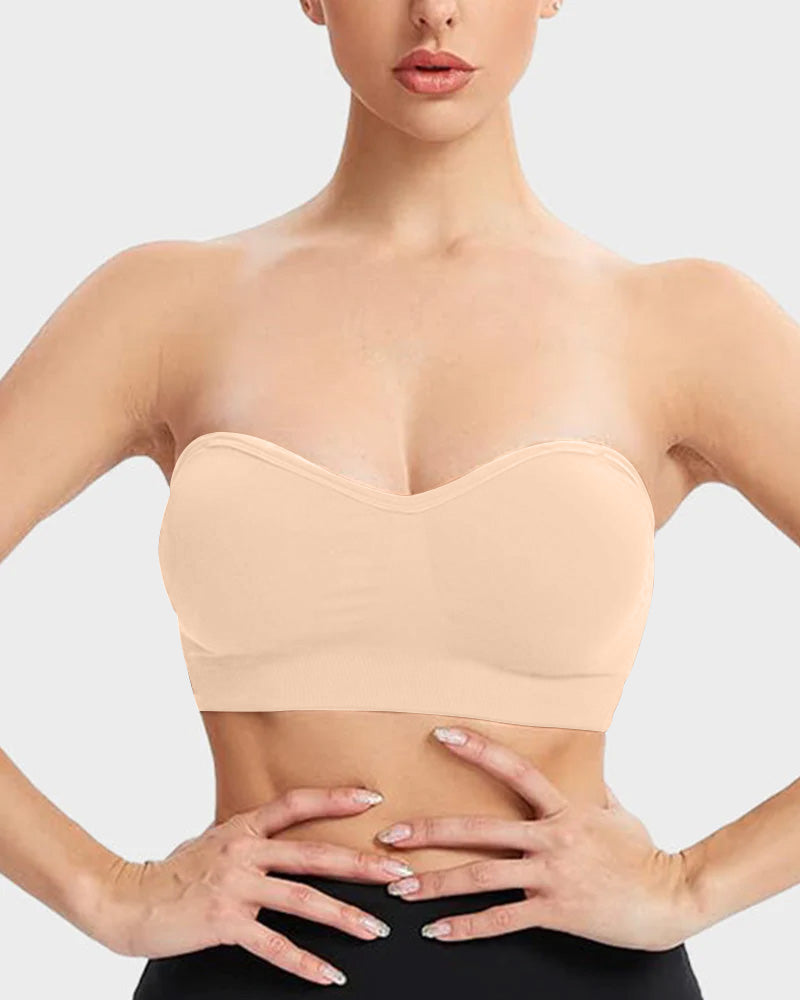 Ultimate Comfort Non-Slip Bandeau Bra: Seamless, Wireless, Strapless Support