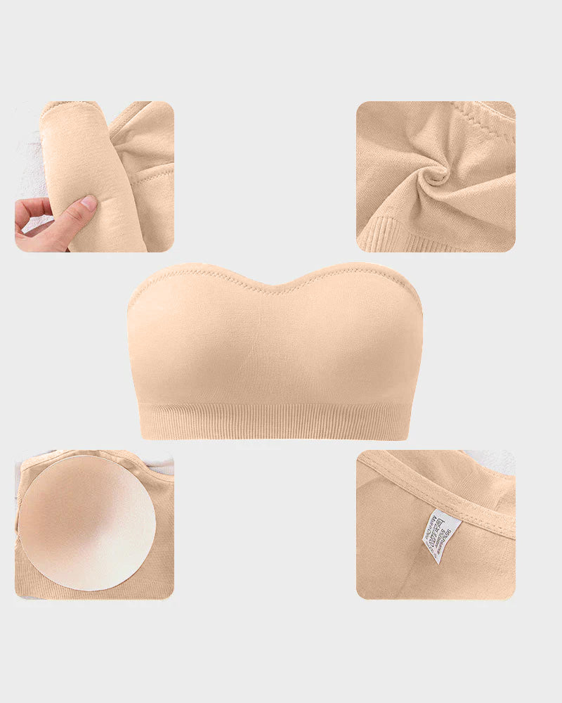 Ultimate Comfort Non-Slip Bandeau Bra: Seamless, Wireless, Strapless Support