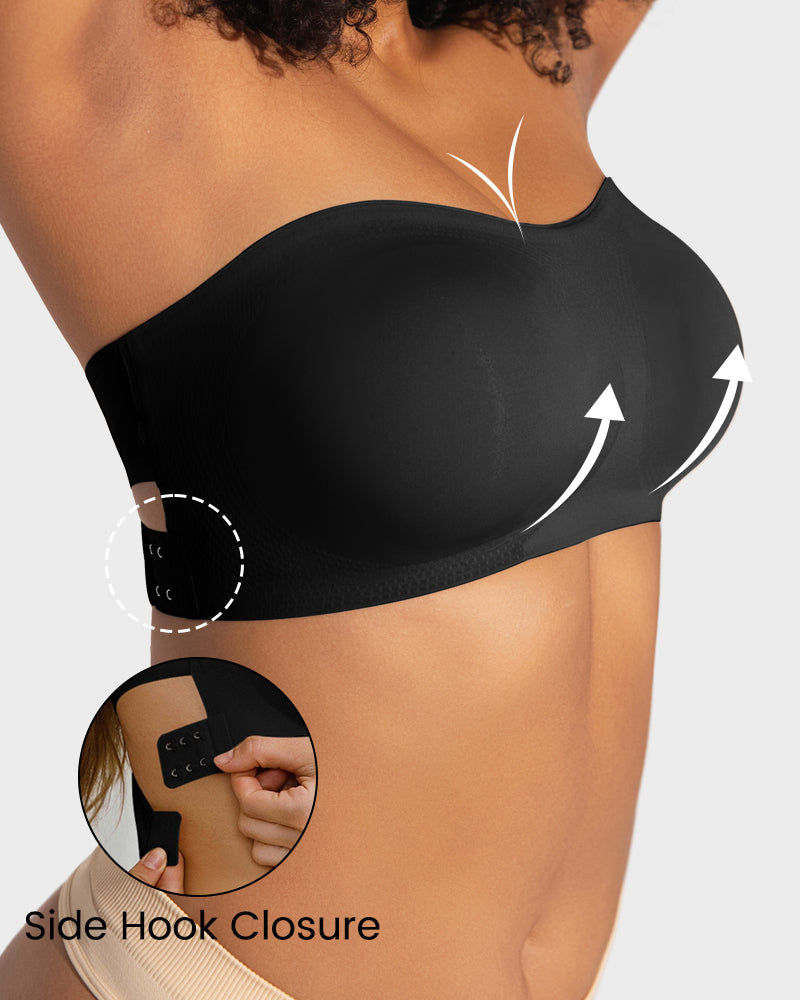 Seamless Non-Slip Crossover Bandeau Bra: Wireless Side Hook Comfort & Support