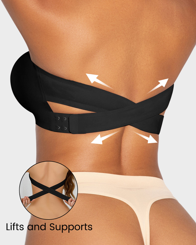 Seamless Non-Slip Crossover Bandeau Bra: Wireless Side Hook Comfort & Support