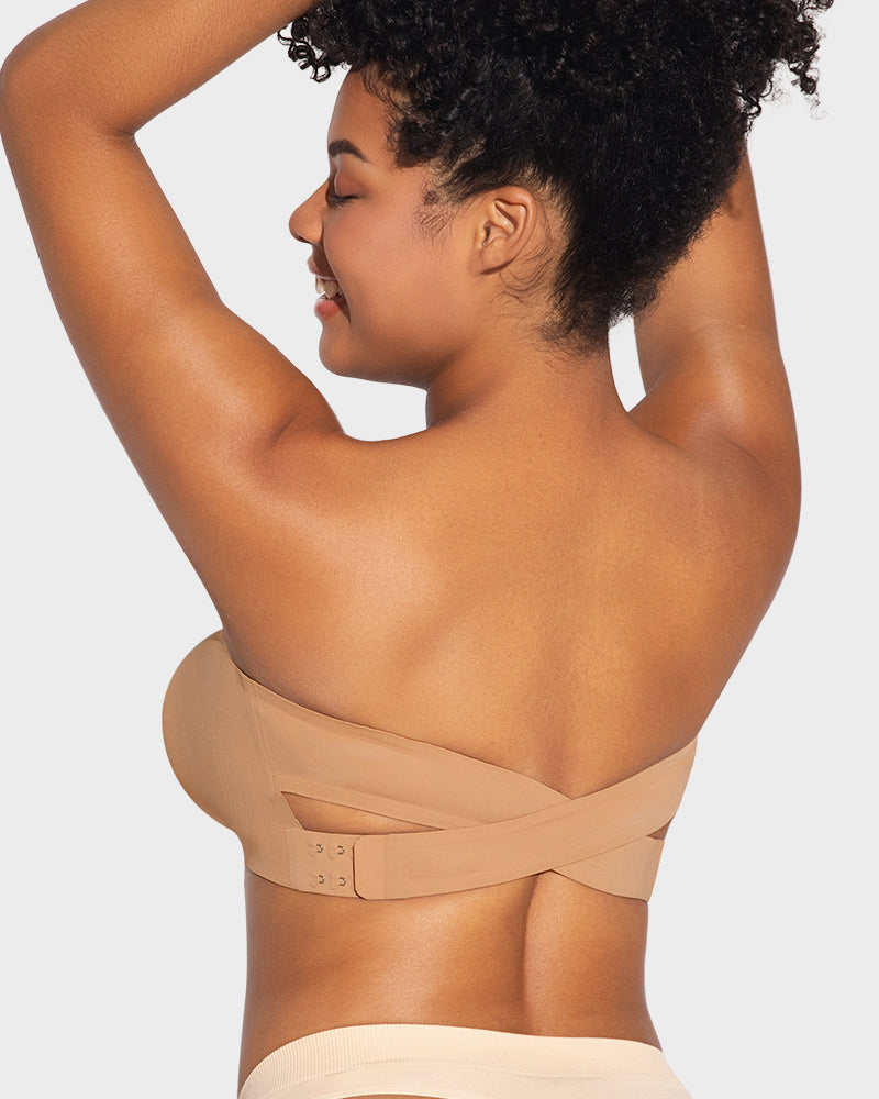 Seamless Non-Slip Crossover Bandeau Bra: Wireless Side Hook Comfort & Support