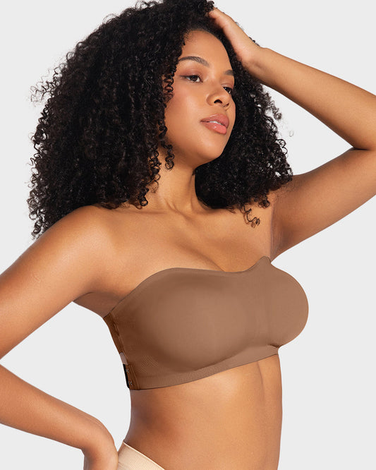 Seamless Non-Slip Crossover Bandeau Bra: Wireless Side Hook Comfort & Support