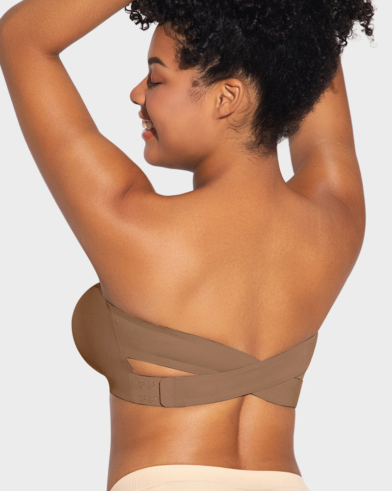 Seamless Non-Slip Crossover Bandeau Bra: Wireless Side Hook Comfort & Support