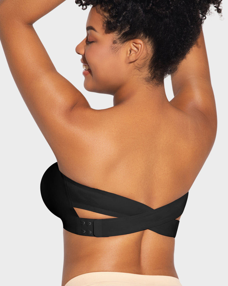 Seamless Non-Slip Crossover Bandeau Bra: Wireless Side Hook Comfort & Support