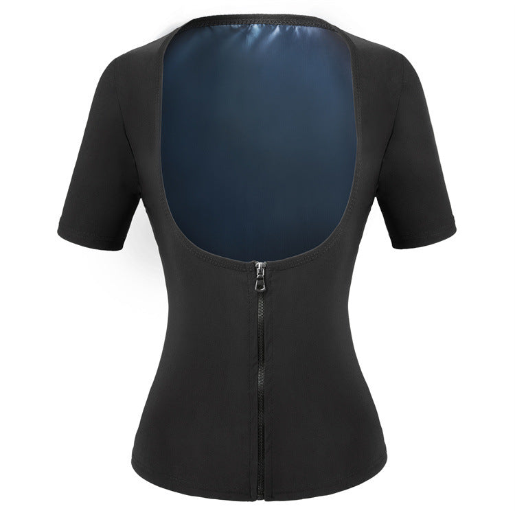Women's Performance Sweat-Wicking Zip-Up Top - Torso Support, Short Sleeve