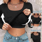 Comfortable Long Sleeve Ribbed Fitted Top with Built-In Bra for Everyday Wear