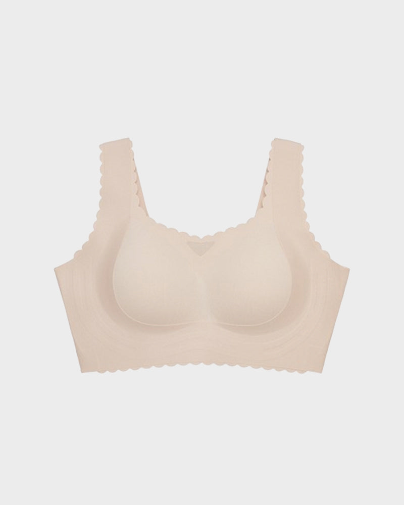 SheCurve Ultra-Thin Comfy Wireless Bra with Scalloped Design for Natural Uplift