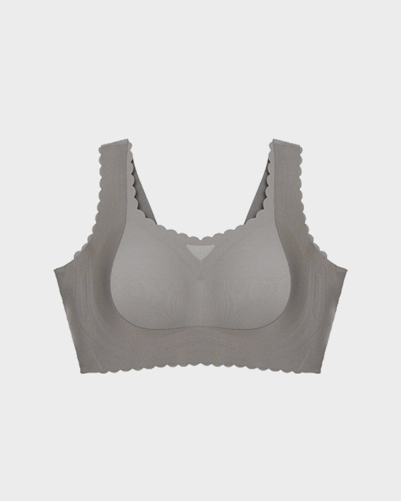 SheCurve Ultra-Thin Comfy Wireless Bra with Scalloped Design for Natural Uplift