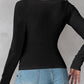 Comfortable Long Sleeve Ribbed Fitted Top with Built-In Bra for Everyday Wear