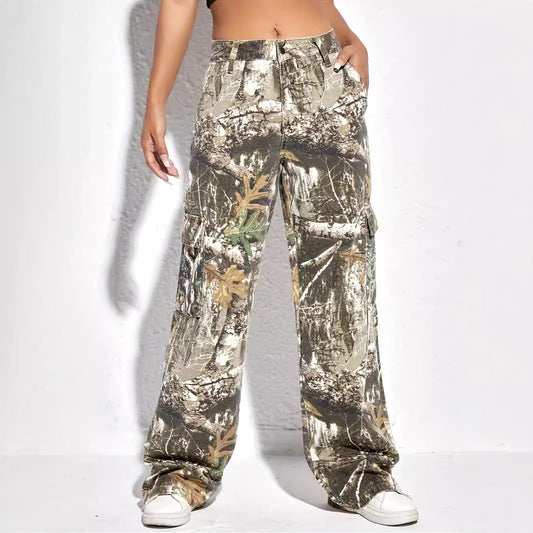 SheCurve Women's Camo Baggy Cargo Overalls: Multi-Pocket, Relaxed Fit, Durable Adventure Pants