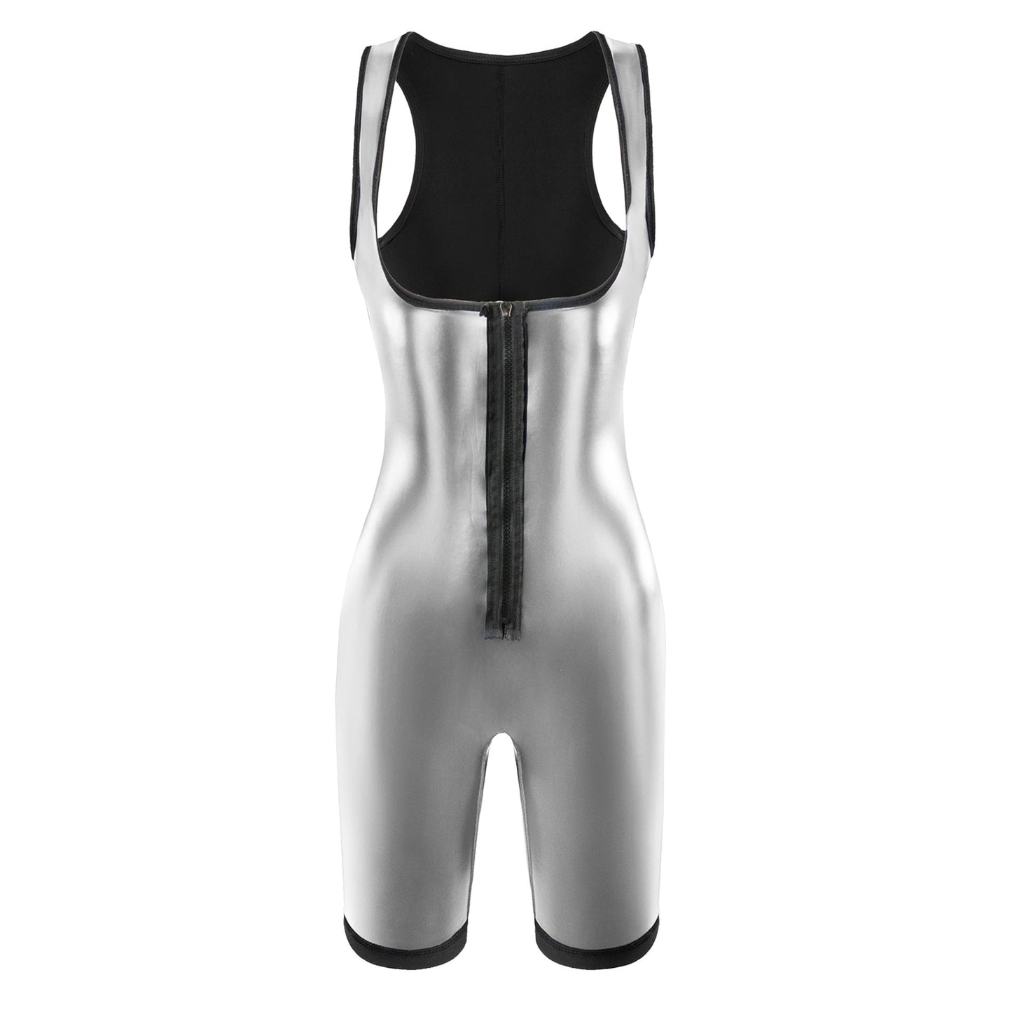 Women's Zip-Up Sauna Shapewear Bodysuit for Enhanced Sweat & Slimming