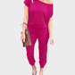 Chic Off-Shoulder Short Sleeve Jumpsuit with Beam Foot Design for Women