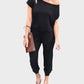 Chic Off-Shoulder Short Sleeve Jumpsuit with Beam Foot Design for Women
