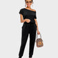Chic Off-Shoulder Short Sleeve Jumpsuit with Beam Foot Design for Women