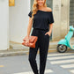 Chic Off-Shoulder Short Sleeve Jumpsuit with Beam Foot Design for Women