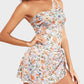 Elegant One-Shoulder Tummy Control Swim Dress with Skirted Hem & Built-in Support