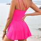 Elegant One-Shoulder Tummy Control Swim Dress with Skirted Hem & Built-in Support