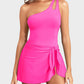 Elegant One-Shoulder Tummy Control Swim Dress with Skirted Hem & Built-in Support