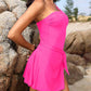 Elegant One-Shoulder Tummy Control Swim Dress with Skirted Hem & Built-in Support