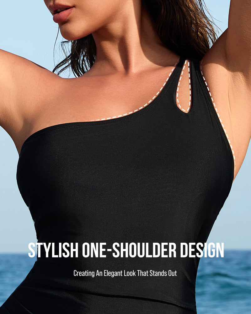 Chic Asymmetrical One-Shoulder One Piece Swimsuit for Women Beach Vacation