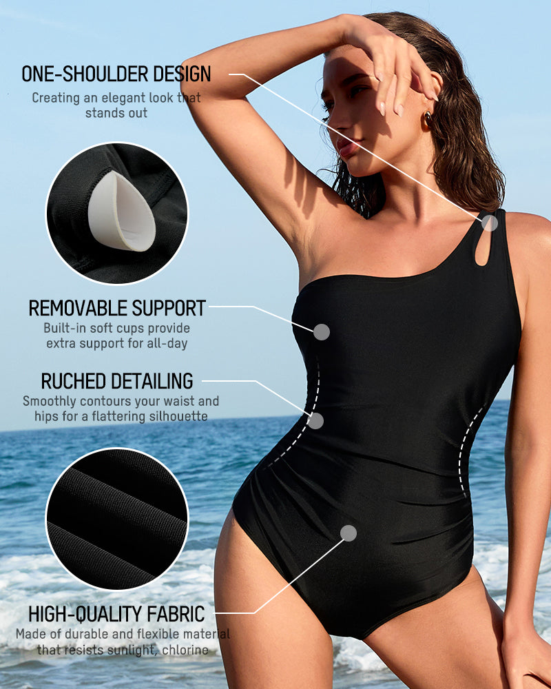 Chic Asymmetrical One-Shoulder One Piece Swimsuit for Women Beach Vacation