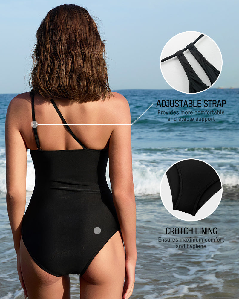 Chic Asymmetrical One-Shoulder One Piece Swimsuit for Women Beach Vacation