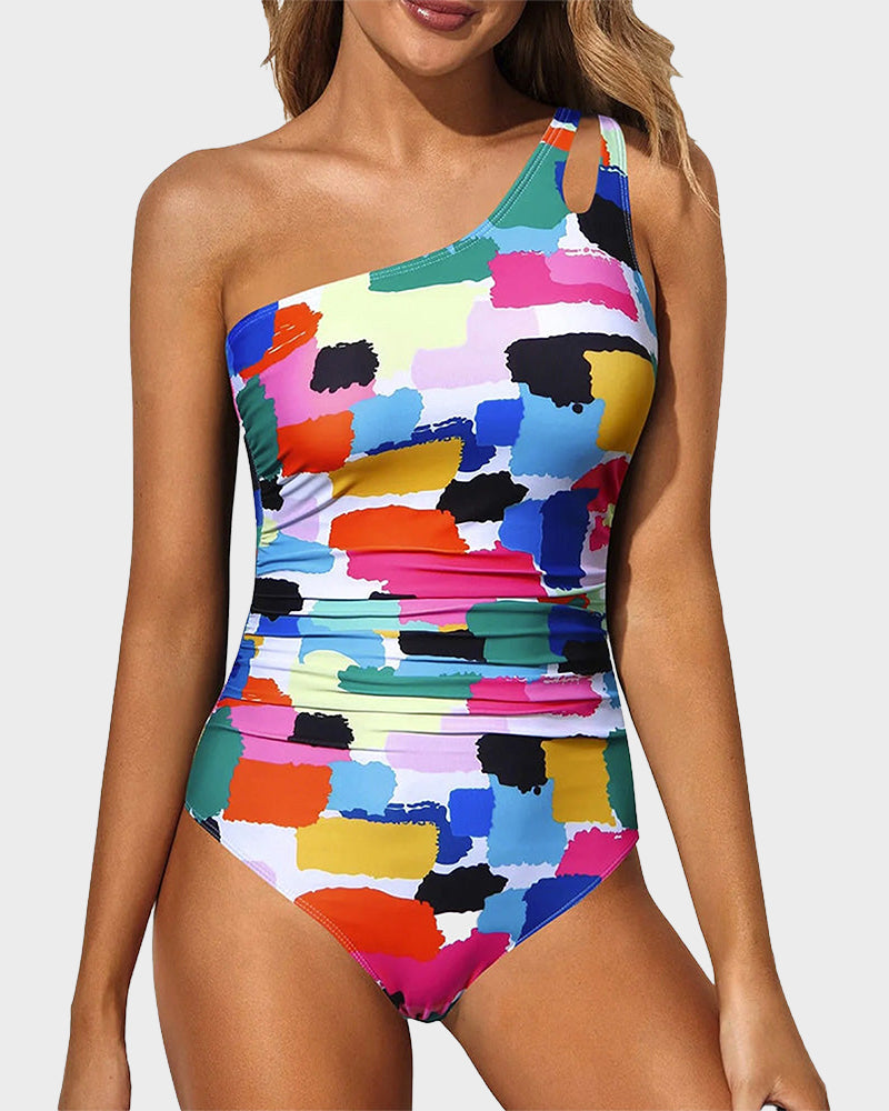 Chic Asymmetrical One-Shoulder One Piece Swimsuit for Women Beach Vacation