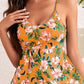 Elegant Women's Tummy Control V-Neck Tropical Skirted One-Piece Swimdress