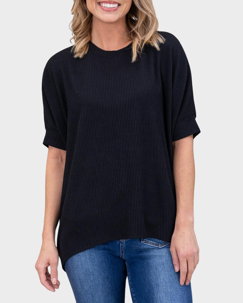 Luxurious Soft Ribbed Dolman Sleeve Top - Oversized, Flowy, Versatile Comfort