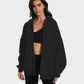 Comfortable Oversized Unisex Acid Wash Zip Hoodie with Distressed Brushed Fleece