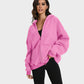 Comfortable Oversized Unisex Acid Wash Zip Hoodie with Distressed Brushed Fleece