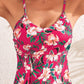 Elegant Women's Tummy Control V-Neck Tropical Skirted One-Piece Swimdress