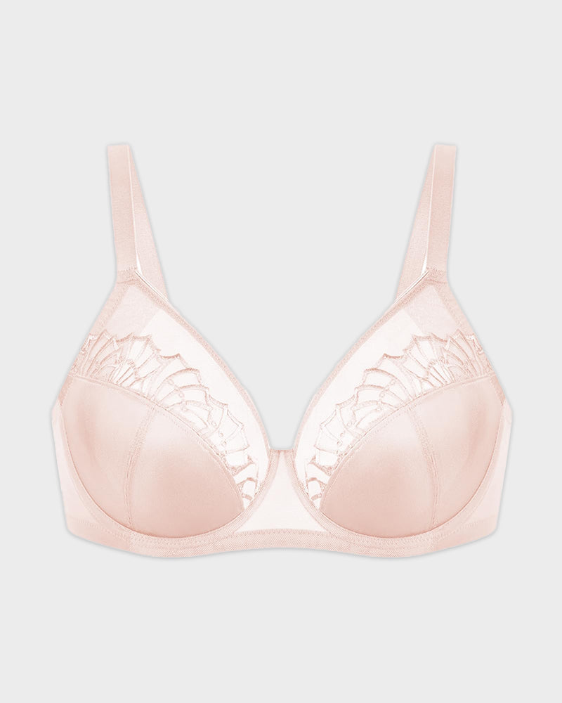 Luxurious Plus Size Pearl Shimmer Lace Minimizer Bra for Full Figure Support