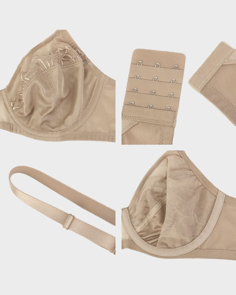 Luxurious Plus Size Pearl Shimmer Lace Minimizer Bra for Full Figure Support