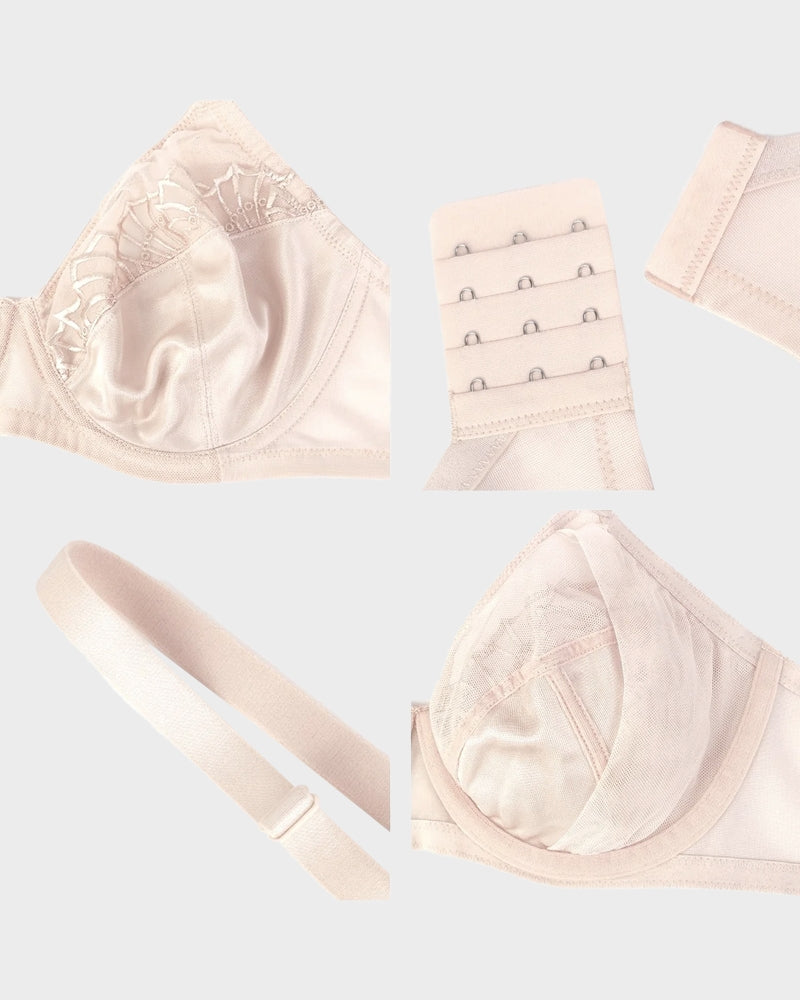 Luxurious Plus Size Pearl Shimmer Lace Minimizer Bra for Full Figure Support