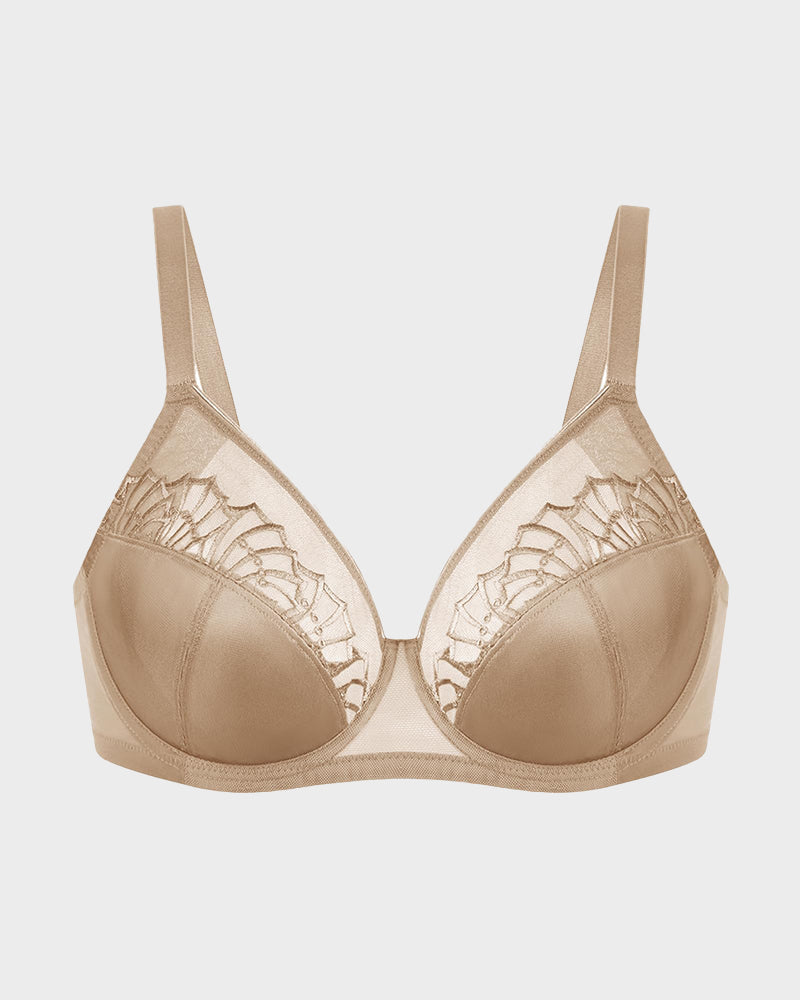 Luxurious Plus Size Pearl Shimmer Lace Minimizer Bra for Full Figure Support