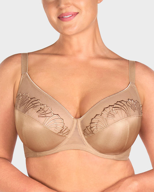 Luxurious Plus Size Pearl Shimmer Lace Minimizer Bra for Full Figure Support