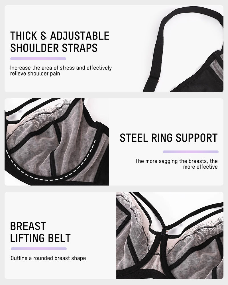 SheCurve Elegant Plus Size Lace Minimizer Bra - Full Coverage Comfort & Support