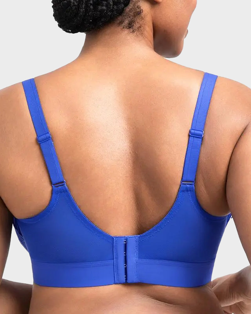 Supportive Plus Size Lace Mesh Full Coverage Underwire Bra for Comfort
