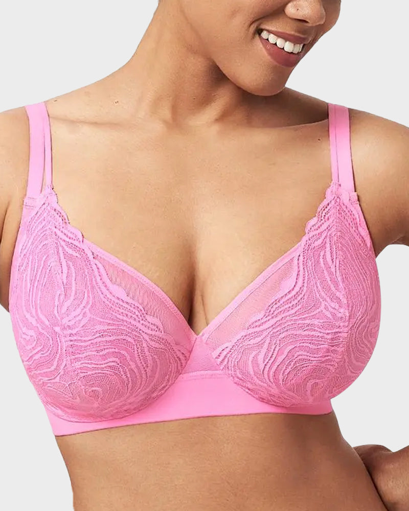 Supportive Plus Size Lace Mesh Full Coverage Underwire Bra for Comfort