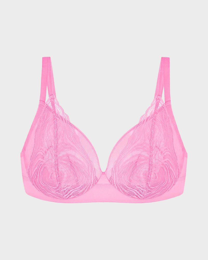 Supportive Plus Size Lace Mesh Full Coverage Underwire Bra for Comfort