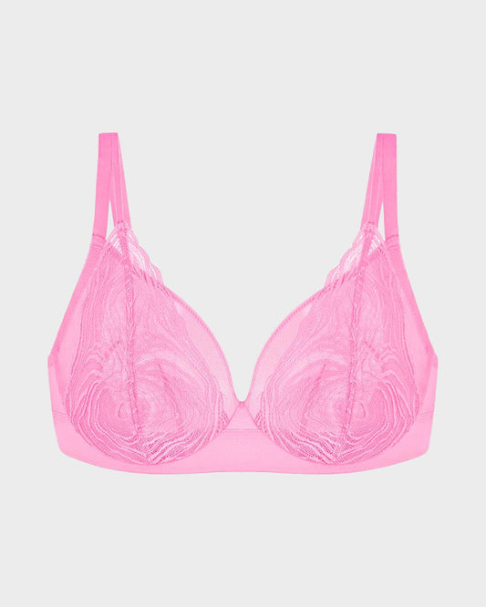 Supportive Plus Size Lace Mesh Full Coverage Underwire Bra for Comfort
