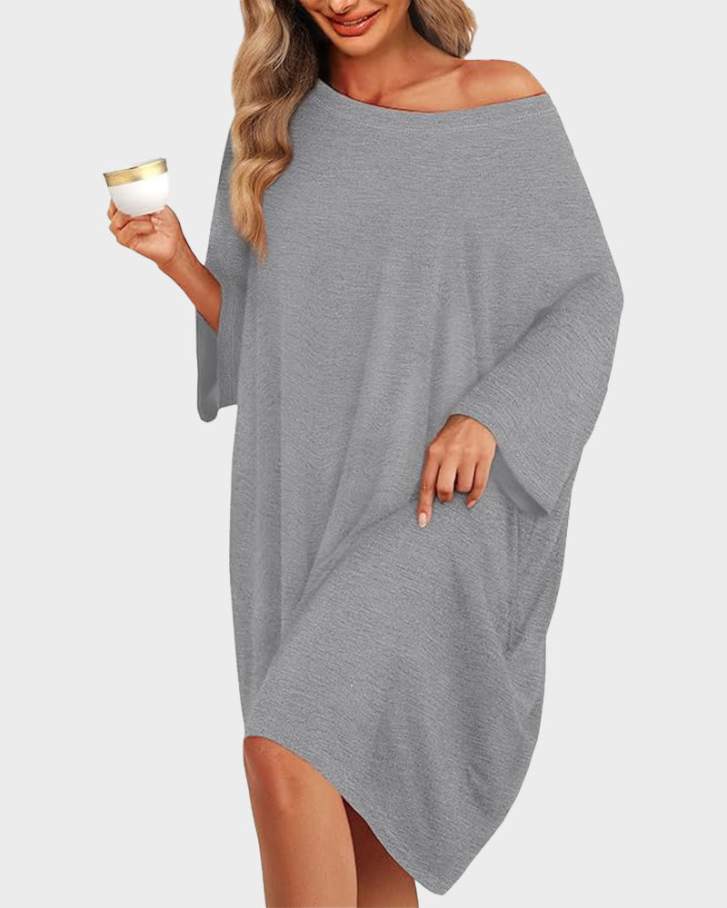 Luxurious Plus Size Ultra-Soft Bamboo Blend Oversized Shirt Sleepwear with Pockets