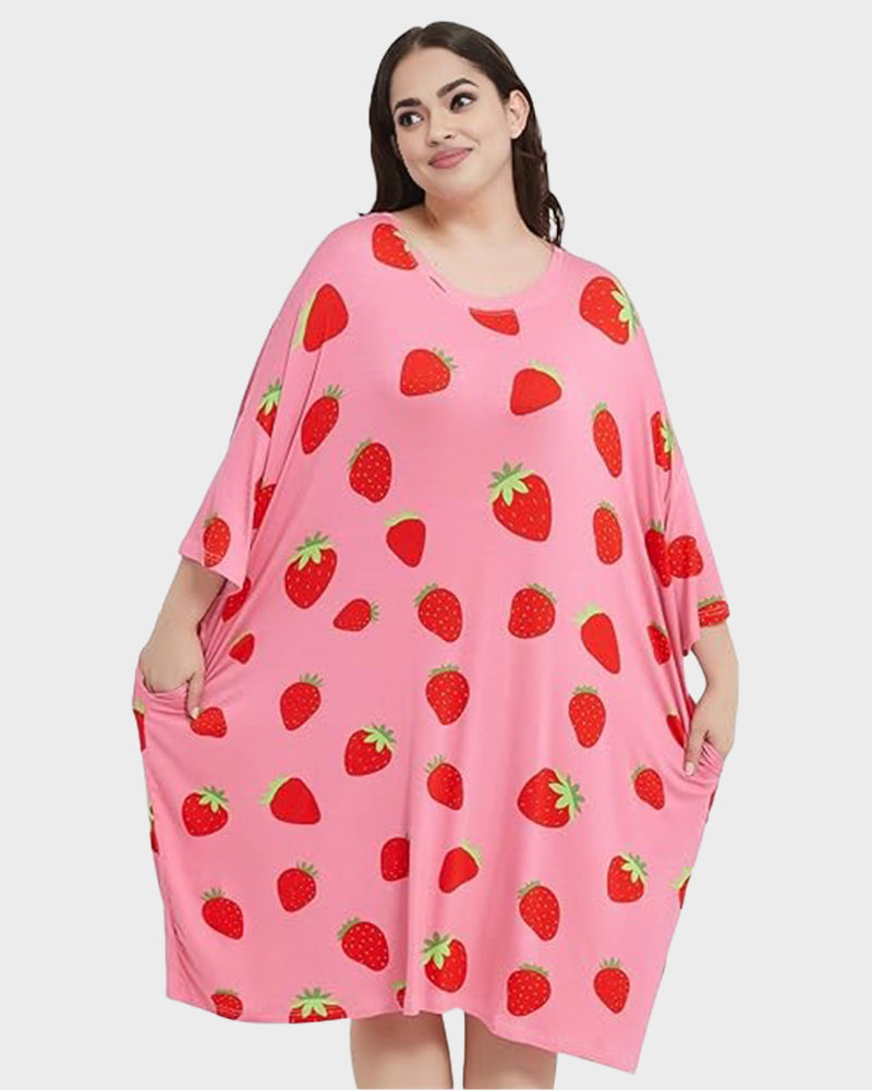Luxurious Plus Size Ultra-Soft Bamboo Blend Oversized Shirt Sleepwear with Pockets