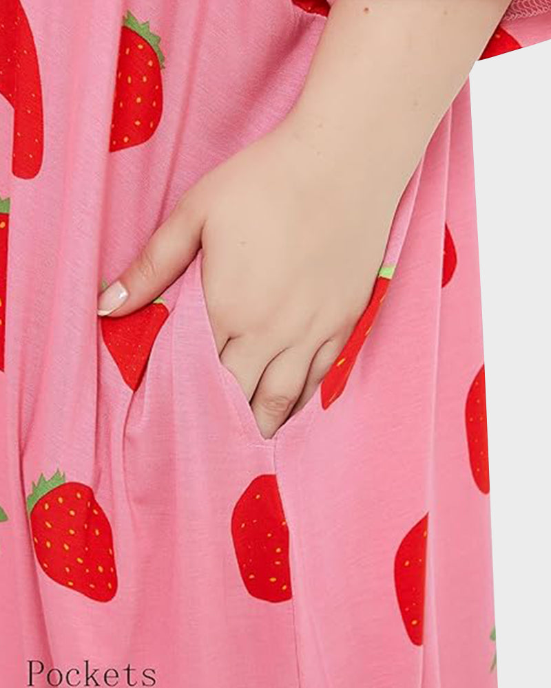 Luxurious Plus Size Ultra-Soft Bamboo Blend Oversized Shirt Sleepwear with Pockets
